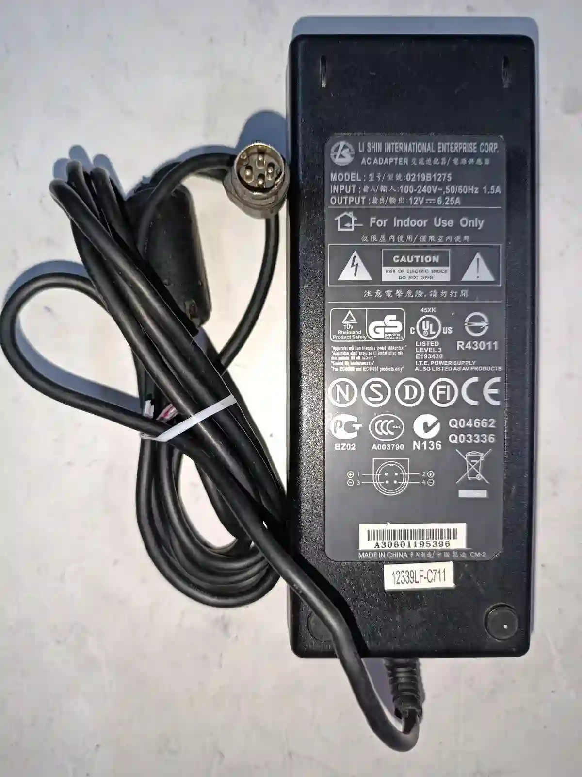 0219B1275  12V , 6.25A VESTEL ADAPTOR